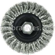 Weiler 13113 Standard Twist Knot Wire Wheel 4" .014" Stainless Steel Fill 5/8"-11 UNC Nut