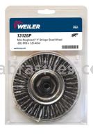 Weiler 13125P Mini Roughneck 4" Stringer Bead Wire Wheel .020" Steel Fill M10x1.25 Nut Retail Pack