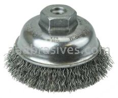 Weiler 13175 3-1/2" Crimped Wire Cup Brush .014" Steel Fill M10x1.25 Nut