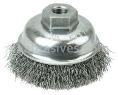 Weiler 13177 3-1/2" Crimped Wire Cup Brush .014" Steel Fill M14 x 2.0 Nut