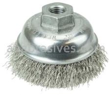 Weiler 13184 3-1/2" Crimped Wire Cup Brush .014" Stainless Steel Fill M14 x 2.0 Nut
