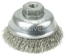Weiler 13187 3-1/2" Crimped Wire Cup Brush .014" Stainless Steel Fill 1/2"-13 UNC Nut