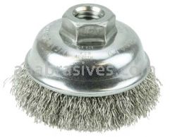 Weiler 13188 3-1/2" Crimped Wire Cup Brush .014" Stainless Steel Fill 5/8"-11 UNC Nut