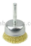 Weiler 14310 1-3/4" Crimped Wire Utility Cup Brush .006" Brass Fill 1/4" Stem