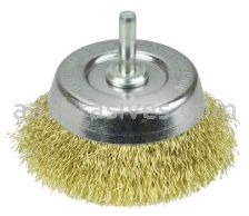 Weiler 14311 2-3/4" Crimped Wire Utility Cup Brush .0118" Brass Fill 1/4" Stem
