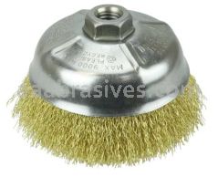 Weiler 14606 5" Crimped Wire Cup Brush .014" Brass Fill 5/8"-11 UNC Nut