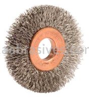 Weiler 16712 1-1/2" Small Diameter Crimped Wire Wheel .008" Stainless Steel Fill 3/8" Arbor Hole