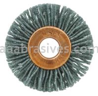 Weiler 17532 1-1/8" Small Diameter Nylox Wheel Brush .022/120 SC Crimped Fill 1/4" Arbor Hole