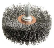 Weiler 17623 3" Wide Face Stem-Mounted Crimped Wire Wheel .014" Steel Fill 1/4" Stem