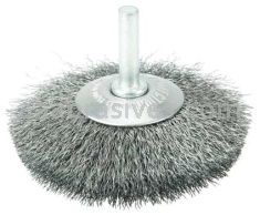 Weiler 17936 3" Stem-Mounted Concave Crimped Wire Wheel .006" Stainless Steel Fill 1/4" Stem
