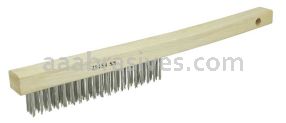 Weiler 25154 Vortec Pro Hand Wire Scratch Brush .012 Stainless Steel Fill Curved Handle 3 x 19 Rows