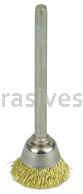 Weiler 26075 5/8" Miniature Wire Cup Brush .005" Brass Fill 1/8" Stem