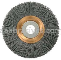 Weiler 31255 4" Heavy-Duty Narrow Face Nylox Wheel .022/320 SC Crimped Fill 5/8"-1/2" Arbor Hole