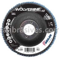 Weiler 31389 4-1/2" Wolverine High Density Flap Disc Flat Type 27 Phenolic Backing 80 Z 7/8" Arbor Hole