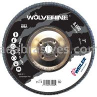 Weiler 31419 7" Wolverine Abrasive Flap Disc Flat Type 27 Phenolic Backing 36 Z 5/8"-11 UNC Nut