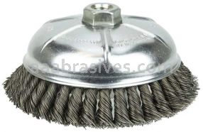 Weiler 36245 Wolverine 6" Knot Wire Cup Brush .025" Steel Fill 5/8"-11 UNC Nut