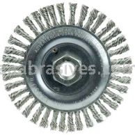 Weiler 36296 Wolverine 5" Knot Wire Wheel Stringer Bead Twist .020" Stainless Steel Fill 5/8"-11 UNC Nut