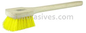 Weiler 44016 20" Utility Scrub Brush Yellow Polypropylene Long Handle Wood Block