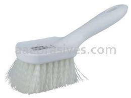 Weiler 44416 8" Utility Scrub Brush White Nylon Fill Short Handle Plastic Block