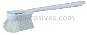 Weiler 44418 20" Utility Scrub Brush White Nylon Fill Long Handle Plastic Block