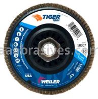 Weiler 50007 4-1/2" Tiger Trim Abrasive Flap Disc Conical Type 29 Trimmable Backing 60 Z 5/8"-11 UNC Nut
