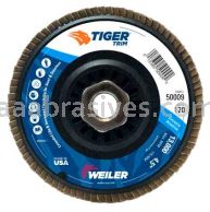 Weiler 50009 4-1/2" Tiger Trim Abrasive Flap Disc Conical Type 29 Trimmable Backing 120 Z 5/8"-11 UNC Nut