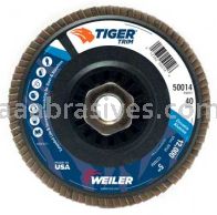 Weiler 50014 5" Tiger Trim Abrasive Flap Disc Conical Type 29 Trimmable Backing 40 Z 5/8"-11 UNC Nut