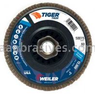 Weiler 50015 5" Tiger Trim Abrasive Flap Disc Conical Type 29 Trimmable Backing 60 Z 5/8"-11 UNC Nut