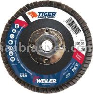 Weiler 50104 4-1/2" Tiger Ceramic Abrasive Flap Disc Conical Type 29 Phenolic Back,36C 5/8"-11 UNC Nut