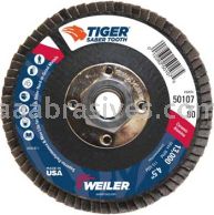 Weiler 50107 4-1/2" Tiger Ceramic Abrasive Flap Disc Conical Type 29 Phenolic Back,80C 5/8"-11 UNC Nut