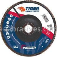 Weiler 50108 7" Tiger Ceramic Abrasive Flap Disc Conical Type 29 Phenolic Backing 36C 7/8" Arbor Hole