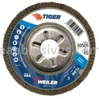 Weiler 50505 4" Tiger Disc Abrasive Flap Disc Conical Type 29 Aluminum Backing 80 Z 5/8" Arbor Hole