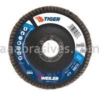 Weiler 50606 4-1/2" Tiger Disc Abrasive Flap Disc Conical Type 29 Phenolic Backing 120 Z 7/8" Arbor Hole