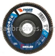 Weiler 50806 4-1/2" Big Cat Abrasive Flap Disc Flat Type 27 Phenolic Backing 120 Z 7/8" Arbor Hole