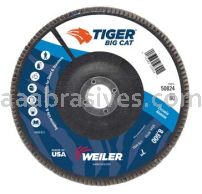 Weiler 50824 7" Big Cat Abrasive Flap Disc Flat Type 27 Phenolic Backing 60 Z 7/8" Arbor Hole