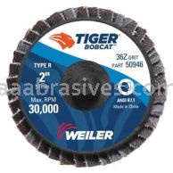 Weiler 50946 2" BobCat Mini Abrasive Flap Disc Conical Type 29 Type R Mount 36 Z