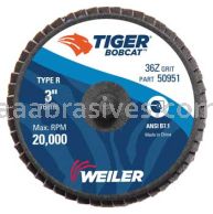 Weiler 50951 3" BobCat Mini Abrasive Flap Disc Conical Type 29 Type R Mount 36 Z