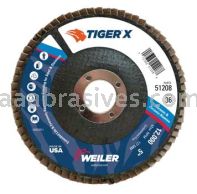 Weiler 51208 5" Tiger X Flap Disc Conical Type 29 Phenolic Backing 36 Z 7/8" Arbor Hole