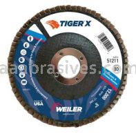 Weiler 51211 5" Tiger X Flap Disc Conical Type 29 Phenolic Backing 80 Z 7/8" Arbor Hole