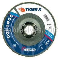 Weiler 51239 6" Tiger X Flap Disc Angled Type 29 Phenolic Backing 80 Z 7/8" Arbor Hole