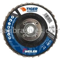 Weiler 51254 4-1/2" Tiger Aluminum Flap Disc Conical Type 29 Phenolic Backing 36 Z 5/8"-11 Arbor Hole