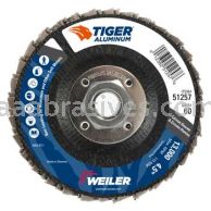 Weiler 51257 4-1/2" Tiger Aluminum Flap Disc Flat Type 27 Phenolic Backing 60 Z 5/8"-11 Arbor Hole