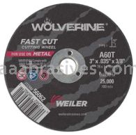 Weiler 56062 3" x .035" Wolverine Type 1 Cut-Off Wheel A60T 3/8" AH