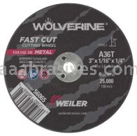 Weiler 56065 3" x 1/16" Wolverine Type 1 Cut-Off Wheel A36T 1/4" AH