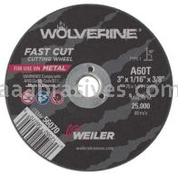 Weiler 56070 3" x 1/16" Wolverine Type 1 Cut-Off Wheel A60T 3/8" AH