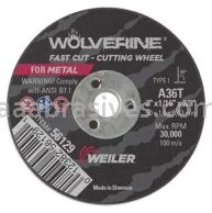 Weiler 56129 2" x 1/16" Wolverine Type 1 Cut-Off Wheel A36T 3/8" AH