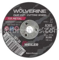 Weiler 56130 2" x 1/8" Wolverine Type 1 Cut-Off Wheel A36S 3/8" AH