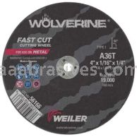 Weiler 56166 4" x 1/16" Wolverine Type 1 Cut-Off Wheel A36T 1/4" AH