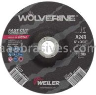 Weiler 56277 6" x 3/32" Wolverine Type 27 Cutting Wheel A24R 7/8" AH