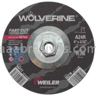 Weiler 56278 6" x 3/32" Wolverine Type 27 Cutting Wheel A24R 5/8"-11 Nut